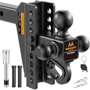 Adjustable Trailer Hitch - Drop Hitch 2-Inch Receiver - Tri Ball Mount with Hook (1-7/8'', 2'' & 2-5/16''), 8'' Drop/Rise Tow Hitch, 12,500 LBS GTW, 3 Ball Hitches for Trucks, RV, Camper etc in Saudi Arabia