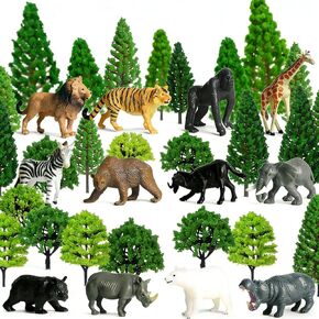 40PCS Model Trees with 12PCS Mini Diorama Wild Animals Kit, Mixed Size 4.5-16cm Miniature Tree, Realistic Diorama Accessories for Model Railway, Train Scenery, Landscape, DIY Crafts in Saudi Arabia
