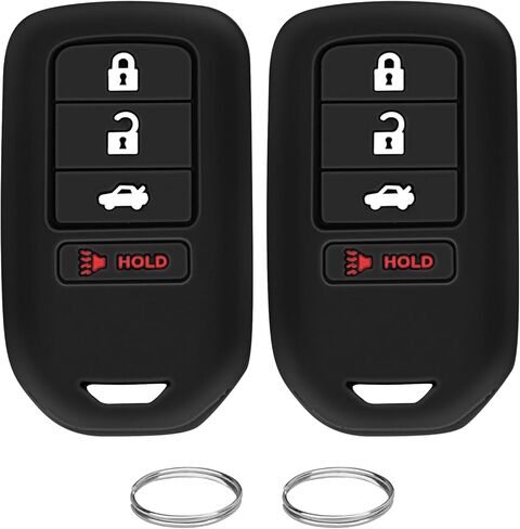 QBUC 2 قطعة لغطاء Honda Key Fob، يناسب Honda Accord Civic CR-V CRV Pilot Passport Insight EX EX-L Touring حافظة حماية مفاتيح السيارة ملحقات مطاط السيليكون (أسود + وردي، 5 أزرار) in Kuwait