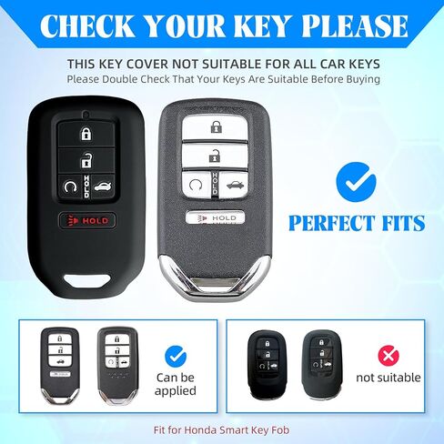 QBUC 2 قطعة لغطاء Honda Key Fob، يناسب Honda Accord Civic CR-V CRV Pilot Passport Insight EX EX-L Touring حافظة حماية مفاتيح السيارة ملحقات مطاط السيليكون (أسود + وردي، 5 أزرار) in Kuwait