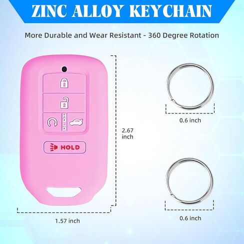 QBUC 2 قطعة لغطاء Honda Key Fob، يناسب Honda Accord Civic CR-V CRV Pilot Passport Insight EX EX-L Touring حافظة حماية مفاتيح السيارة ملحقات مطاط السيليكون (أسود + وردي، 5 أزرار) in Kuwait