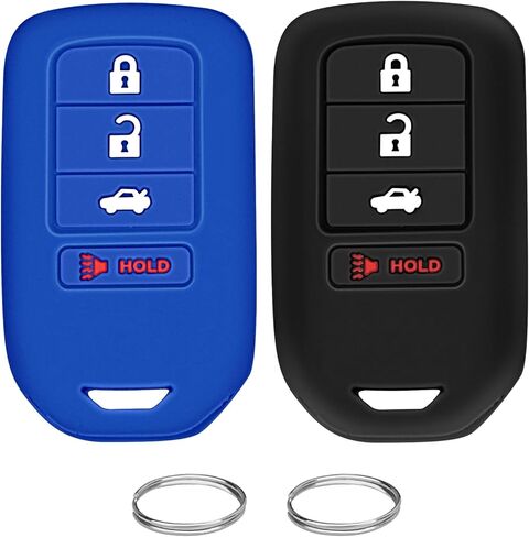 QBUC 2 قطعة لغطاء Honda Key Fob، يناسب Honda Accord Civic CR-V CRV Pilot Passport Insight EX EX-L Touring حافظة حماية مفاتيح السيارة ملحقات مطاط السيليكون (أسود + وردي، 5 أزرار) in Kuwait