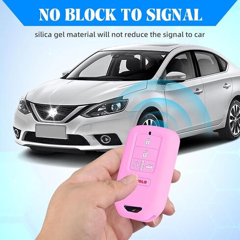 QBUC 2 قطعة لغطاء Honda Key Fob، يناسب Honda Accord Civic CR-V CRV Pilot Passport Insight EX EX-L Touring حافظة حماية مفاتيح السيارة ملحقات مطاط السيليكون (أسود + وردي، 5 أزرار) in Kuwait