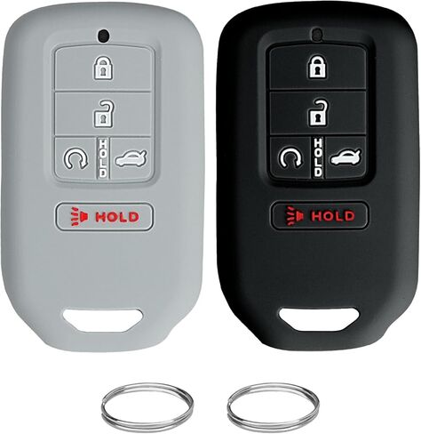 QBUC 2 قطعة لغطاء Honda Key Fob، يناسب Honda Accord Civic CR-V CRV Pilot Passport Insight EX EX-L Touring حافظة حماية مفاتيح السيارة ملحقات مطاط السيليكون (أسود + وردي، 5 أزرار) in Kuwait