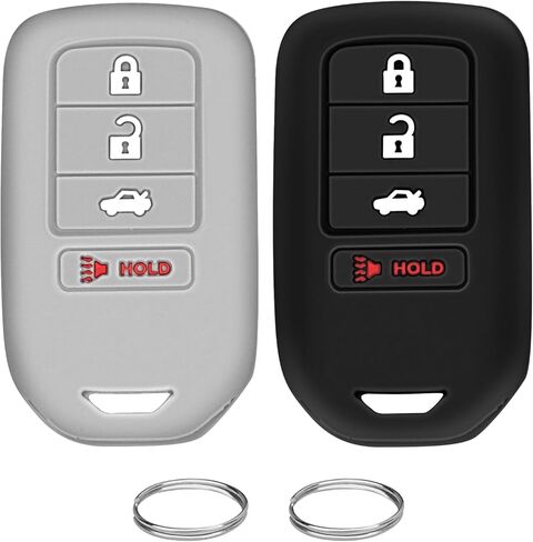 QBUC 2 قطعة لغطاء Honda Key Fob، يناسب Honda Accord Civic CR-V CRV Pilot Passport Insight EX EX-L Touring حافظة حماية مفاتيح السيارة ملحقات مطاط السيليكون (أسود + وردي، 5 أزرار) in Kuwait