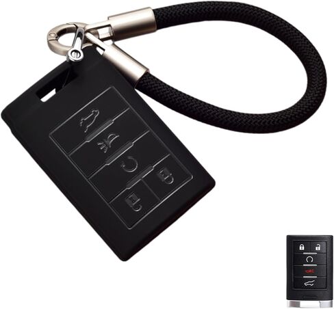 غطاء مفتاح Fob لسيارة Volkswagen، غطاء غطاء مفتاح TPU ناعم مع سلسلة مفاتيح لسيارة VW ID4 ID3 MK8 Golf GTI Skoda Octavia 2024 2025 tiguan Atlas، 5 أزرار سوداء in Kuwait