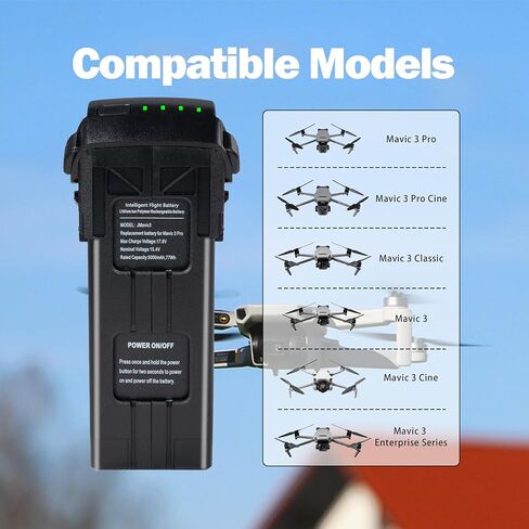 Mavic 3 Battery, 5000mAh Intelligent Flight Battery Compatible with DJI Mavic 3 Pro, Mavic 3 Pro Cine, Mavic 3 Classic, Mavic 3, Mavic 3 Cine, Mavic 3 Enterprise Series in Kuwait