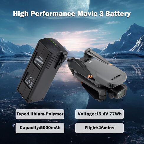 Mavic 3 Battery, 5000mAh Intelligent Flight Battery Compatible with DJI Mavic 3 Pro, Mavic 3 Pro Cine, Mavic 3 Classic, Mavic 3, Mavic 3 Cine, Mavic 3 Enterprise Series in Kuwait