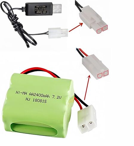 7.2V 2400mAh Ni-MH Battery AA Battery Pack with Standard Tamiya Connector for RC Car RC Truck Household Appliances 1 Pack 7.2V Battery with USB Charger in Saudi Arabia