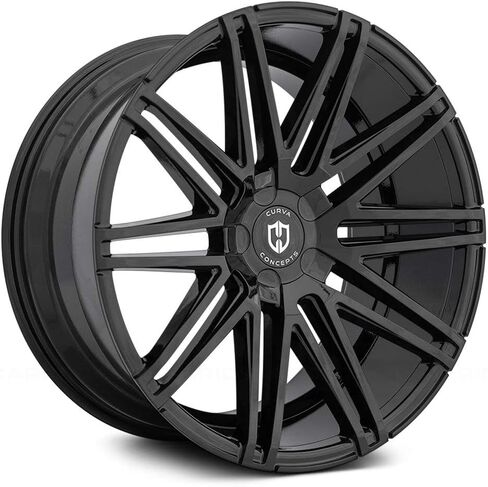 عجلة Curva C48 المخصصة - 22x10.5، 25 إزاحة، نمط مسمار 5x114.3، محور 71.5 ملم - حافة سوداء لامعة in Kuwait
