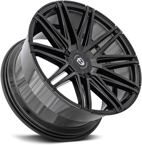 عجلة Curva C48 المخصصة - 22x10.5، 25 إزاحة، نمط مسمار 5x114.3، محور 71.5 ملم - حافة سوداء لامعة in Kuwait
