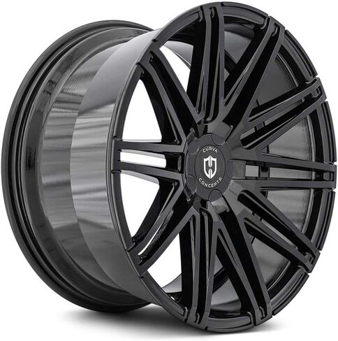 عجلة Curva C48 المخصصة - 22x10.5، 25 إزاحة، نمط مسمار 5x114.3، محور 71.5 ملم - حافة سوداء لامعة in Kuwait