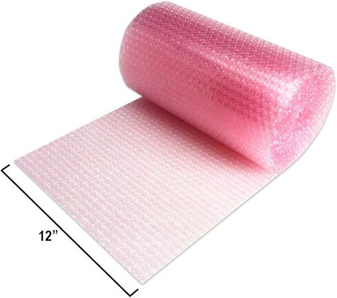 Mighty Gadget Pink Anti-Static Bubble Cushioning Wrap Rolls for Moving & Packaging with Perforated Line Every 12"(12" x72 Feet, 36’/Roll) + Free Fragile Labels in Saudi Arabia