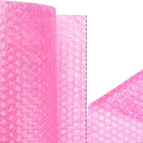 Mighty Gadget Pink Anti-Static Bubble Cushioning Wrap Rolls for Moving & Packaging with Perforated Line Every 12"(12" x72 Feet, 36’/Roll) + Free Fragile Labels in Saudi Arabia
