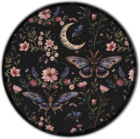 Vintage Gothic Moth Butterfly Round Mouse Pad with Stitched Edge Non-Slip, Moody Dark Academia Mouse Mat for Computer Laptop Home Office Desk Accessories 8.6x8.6 in in Saudi Arabia