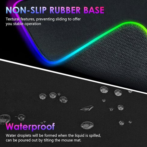 RGB Gaming Mouse Pad, Wireless Charging Mousepad, Mouse Mat, 800 * 300 * 4mm, 15 Light Modes, Anti-Slip Base, Wireless Charging for Watches, Headphones, and Mobile Phones in Kuwait