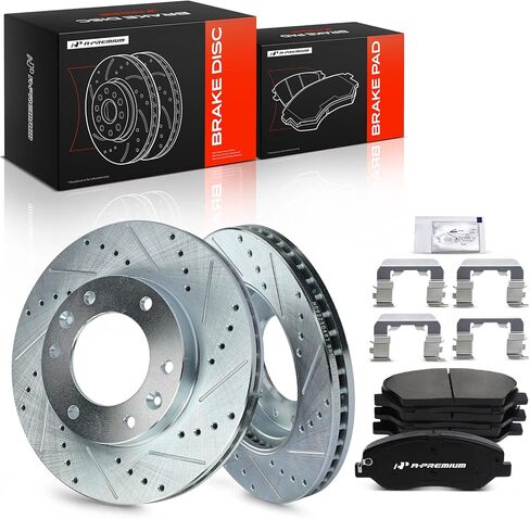A-Premium 11.74 in (298.20 mm) Front Vented Disc Brake Rotors + Ceramic Pads Kit Compatible with Select Kia & Hyundai Models - Sedona 2006-2012/2014, Entourage 2007-2009, 6-PC Set in Saudi Arabia