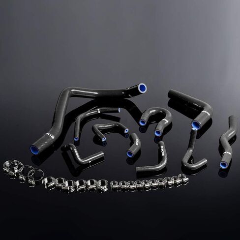 مجموعة خرطوم السيليكون المبرد والسخان تناسب Honda 1988-1991 Civic/CRX EE EF/CR-X Base/DX/HF/Si (أسود مع مجموعة مشابك) in Kuwait
