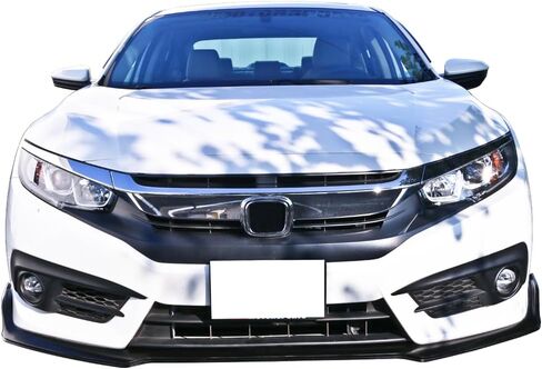 الشفة الأمامية الممتصة للصدمات متوافقة مع 2016-2018 Honda Civic 2-Door & 4-Door، TR Style Black PU Front Lip Finisher Under Chin Spoiler Add On by IKON MOTORSPORTS، 2017 in Kuwait