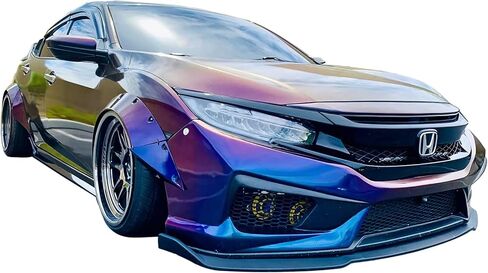 الشفة الأمامية الممتصة للصدمات متوافقة مع 2016-2018 Honda Civic 2-Door & 4-Door، TR Style Black PU Front Lip Finisher Under Chin Spoiler Add On by IKON MOTORSPORTS، 2017 in Kuwait