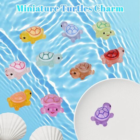 100PCS Mini Turtles Luminous Mini Resin Animals Sea Resin Turtle Figurines, Plastic Ocean Tiny Turtles to Hide, Glow in the Dark Plastic Tortoises for Micro Landscape Little Garden Decor Party Gifts in Saudi Arabia