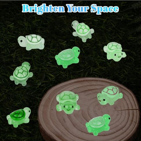 100PCS Mini Turtles Luminous Mini Resin Animals Sea Resin Turtle Figurines, Plastic Ocean Tiny Turtles to Hide, Glow in the Dark Plastic Tortoises for Micro Landscape Little Garden Decor Party Gifts in Saudi Arabia