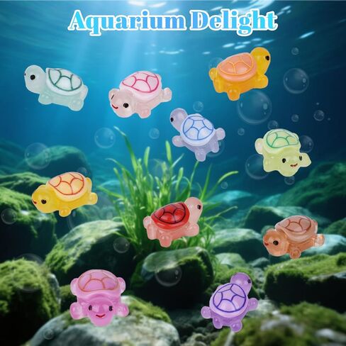 100PCS Mini Turtles Luminous Mini Resin Animals Sea Resin Turtle Figurines, Plastic Ocean Tiny Turtles to Hide, Glow in the Dark Plastic Tortoises for Micro Landscape Little Garden Decor Party Gifts in Saudi Arabia