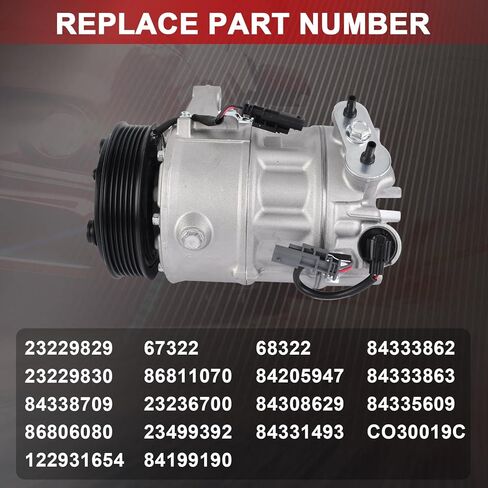 68322 AC Compressor with Clutch, Fit for Buick Enclave 2013-2024, Chevy Traverse 2013-2023, GMC Acadia 2013-2017, Cadillac XTS 2013-2019, Part# CO 30019C, 22931654 in Saudi Arabia