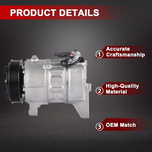 68322 AC Compressor with Clutch, Fit for Buick Enclave 2013-2024, Chevy Traverse 2013-2023, GMC Acadia 2013-2017, Cadillac XTS 2013-2019, Part# CO 30019C, 22931654 in Saudi Arabia
