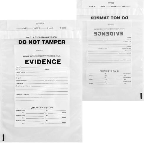 Colarr 100 Pack Evidence Bags 12 x 16 Inches Large Transparent Evidence Security Bags, Fold Over Sealing Tamper Resistant Closure with Serialized Numbering for Legal Police Use in Saudi Arabia
