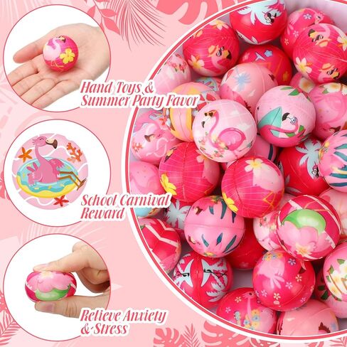 Liliful 60 Pcs Flamingo Party Beach Stress Balls Hawaii Swimming Pool Water Ball Pink Squeeze Foam Stress Relief Fidget for Hawaiian Party Favors Summer Pool in Kuwait