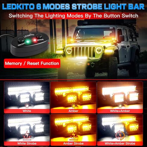 12In LED Light Bar and 4In LED Cube Pod Lights Amber White 6 Modes Strobe Spot Flood Combo Dual Color Offroad Driving Work Lights Bar with Memory Reset Function for ATV UTV SUV Trucks Pickup in Saudi Arabia