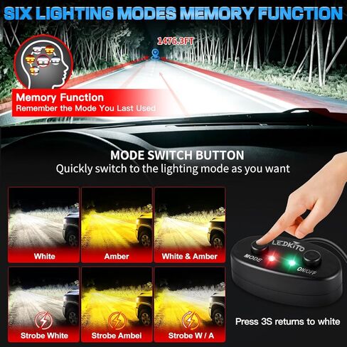 12In LED Light Bar and 4In LED Cube Pod Lights Amber White 6 Modes Strobe Spot Flood Combo Dual Color Offroad Driving Work Lights Bar with Memory Reset Function for ATV UTV SUV Trucks Pickup in Saudi Arabia