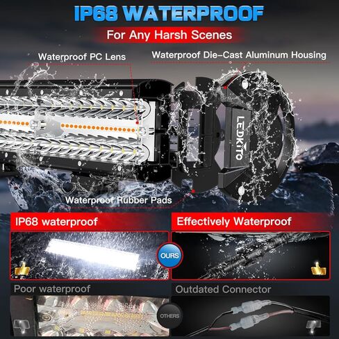 12In LED Light Bar and 4In LED Cube Pod Lights Amber White 6 Modes Strobe Spot Flood Combo Dual Color Offroad Driving Work Lights Bar with Memory Reset Function for ATV UTV SUV Trucks Pickup in Saudi Arabia