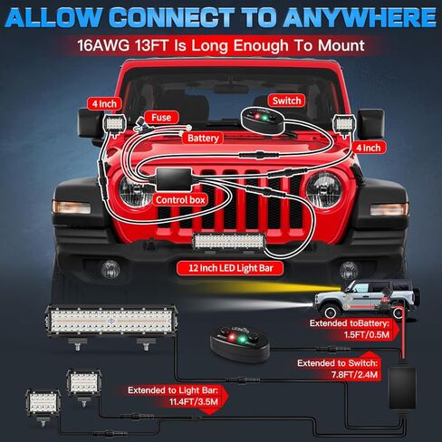 12In LED Light Bar and 4In LED Cube Pod Lights Amber White 6 Modes Strobe Spot Flood Combo Dual Color Offroad Driving Work Lights Bar with Memory Reset Function for ATV UTV SUV Trucks Pickup in Saudi Arabia