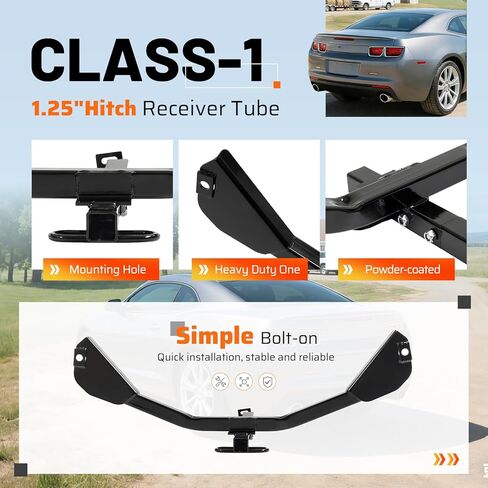 Class 1 Trailer Tow Hitch, 1.25 Inch Receiver Compatible with 2010-2015 Chevrolet Camaro w/Dealer Installed Ground Effects Except Convertible Trailer Hitch Receiver in Kuwait