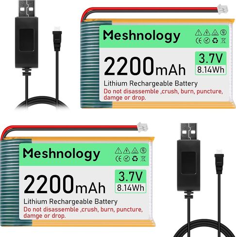 4PCS 3.7V 2200mAh Li Battery with USB Charger Cable 903659 1S LiPo Battery with Protection Board Insulated Rubber Tape and Micro JST 1.25 Plug for Arduino ESP32 Module Board Drone RC Car in Saudi Arabia