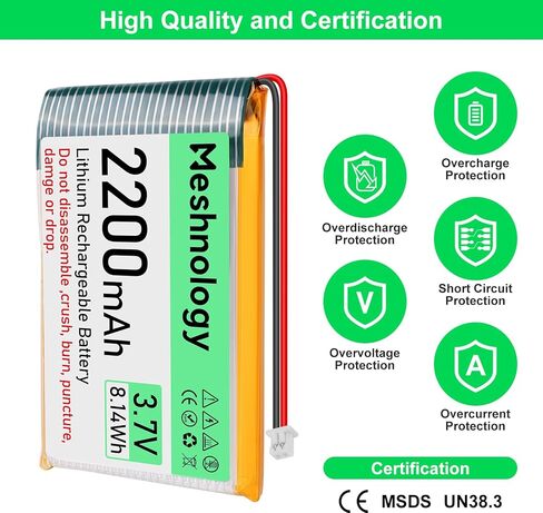 4PCS 3.7V 2200mAh Li Battery with USB Charger Cable 903659 1S LiPo Battery with Protection Board Insulated Rubber Tape and Micro JST 1.25 Plug for Arduino ESP32 Module Board Drone RC Car in Saudi Arabia