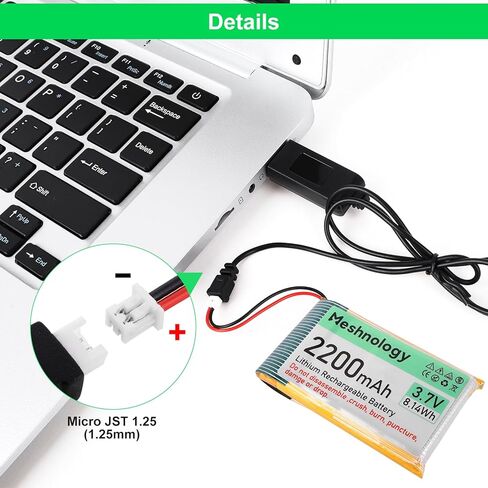 4PCS 3.7V 2200mAh Li Battery with USB Charger Cable 903659 1S LiPo Battery with Protection Board Insulated Rubber Tape and Micro JST 1.25 Plug for Arduino ESP32 Module Board Drone RC Car in Saudi Arabia