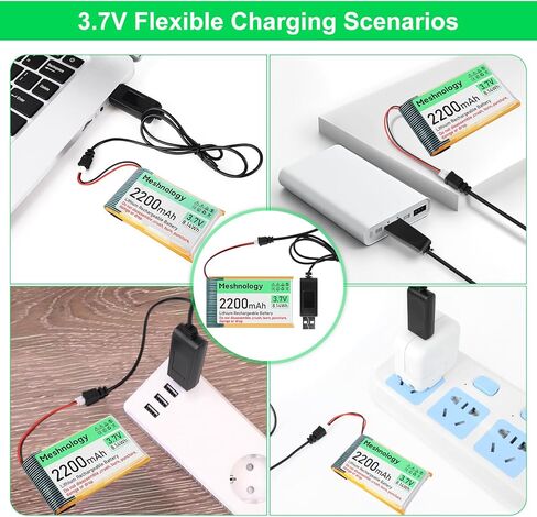 4PCS 3.7V 2200mAh Li Battery with USB Charger Cable 903659 1S LiPo Battery with Protection Board Insulated Rubber Tape and Micro JST 1.25 Plug for Arduino ESP32 Module Board Drone RC Car in Saudi Arabia