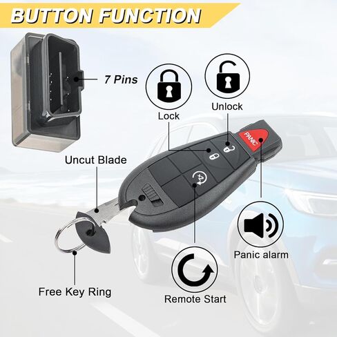Vurkcy Key Fob Kit Replacement for 09-12 Dodge Ram& Journey/ 08-12 Durango Charger/ 08-14 Challenger/ 08-20 Grand Caravan/ 08-13 Grand Caravan/ 08-16 Chrysler Town Country/ 09-12 VW Routan in Kuwait