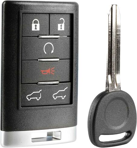 Car Keyless Entry 6-Button Remote Replacement with Aftermarket Key for 2007 2008 2009 2010 2011 2012 2013 2014 Cadillac Escalade (Non-Prox) Chevrolet Suburban Tahoe GMC Yukon (15913427 OUC6000066) in Kuwait