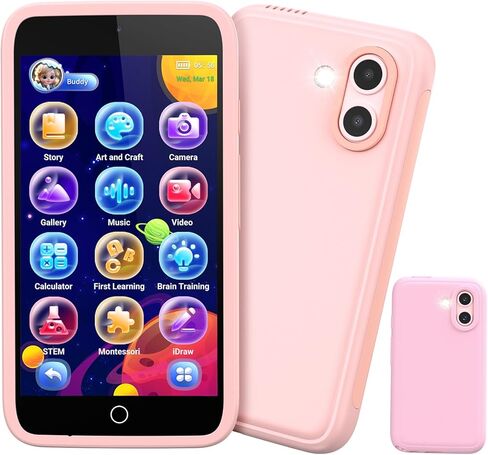 Kids Smart Toy Phone, Dual Camera with Stickers, 3.97" Touchscreen Learning Toy with 210+ Games, 190+ Drawing Activities, 8GB Kids Cell Phone, for Ages 3-12 (Pink ) in Saudi Arabia
