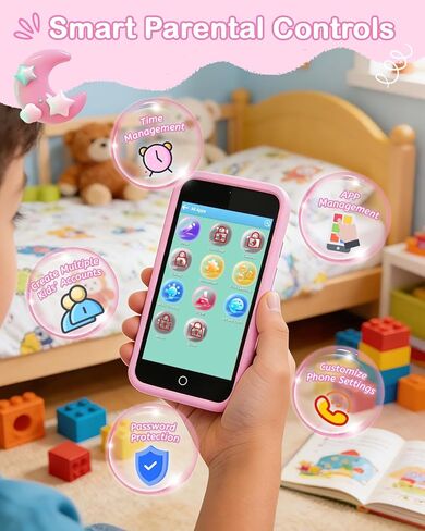 Kids Smart Toy Phone, Dual Camera with Stickers, 3.97" Touchscreen Learning Toy with 210+ Games, 190+ Drawing Activities, 8GB Kids Cell Phone, for Ages 3-12 (Pink ) in Saudi Arabia