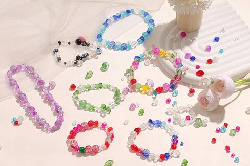 1200 Pcs Crystal Glass Beads for Jewelry Making 13 Styles Bicone, Rondelle, Cube, Teardrop, Smooth Round, Floral and Strawberry Beads for DIY Bracelet Necklace Earring Craft Kit (Multicolored) in Saudi Arabia