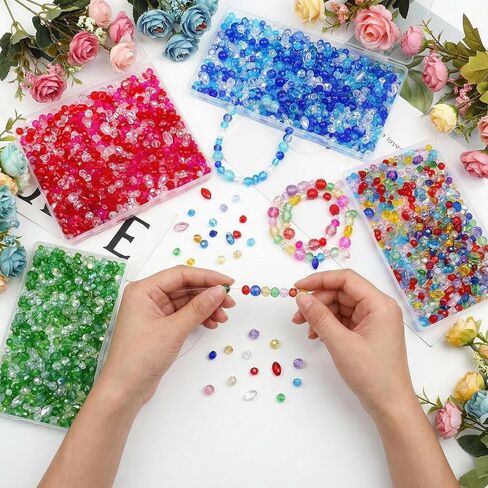 1200 Pcs Crystal Glass Beads for Jewelry Making 13 Styles Bicone, Rondelle, Cube, Teardrop, Smooth Round, Floral and Strawberry Beads for DIY Bracelet Necklace Earring Craft Kit (Multicolored) in Saudi Arabia