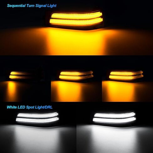 LED Sequential Mirror Lights Compatible with 2023–2025 RAM 2500 3500 & 2025–2026 RAM 1500.Switchback Dynamic Amber Turn Signal, White Running/Parking Light, 2PCS Clear Lens in Kuwait