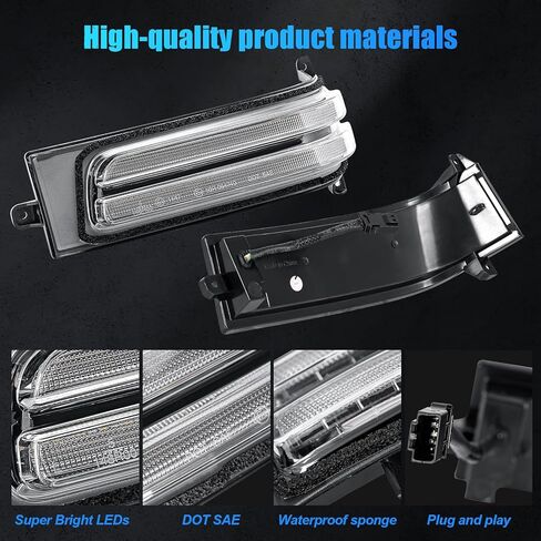 LED Sequential Mirror Lights Compatible with 2023–2025 RAM 2500 3500 & 2025–2026 RAM 1500.Switchback Dynamic Amber Turn Signal, White Running/Parking Light, 2PCS Clear Lens in Kuwait