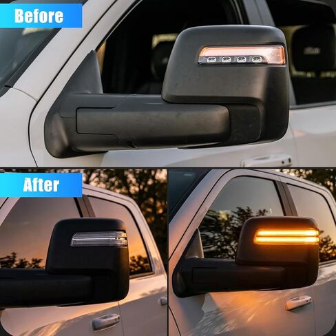 LED Sequential Mirror Lights Compatible with 2023–2025 RAM 2500 3500 & 2025–2026 RAM 1500.Switchback Dynamic Amber Turn Signal, White Running/Parking Light, 2PCS Clear Lens in Kuwait