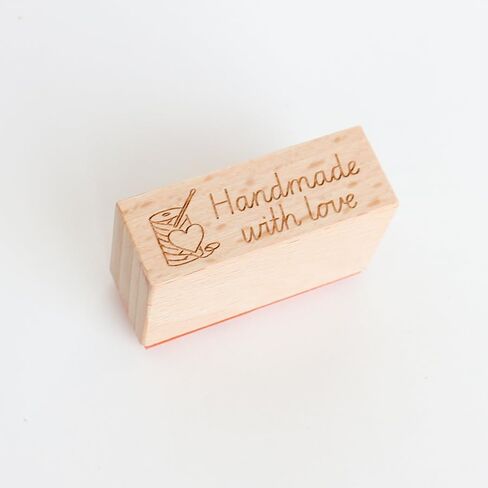 Handmade with Love Script Wood Rubber Stamp, Wooden Stamp for Sewing Labels, Handmade Tags, Fabric Crafts, Packaging, Knitting & Crafting Projects, 1.5'' x 0.5'' Impression Size in Saudi Arabia